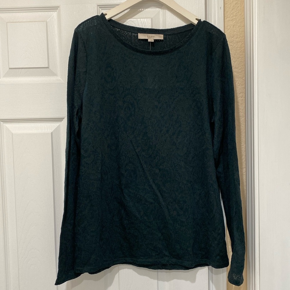 Loft Woman’s Green Long sleeve Sweatshirt Size Large Brand New with Tags
